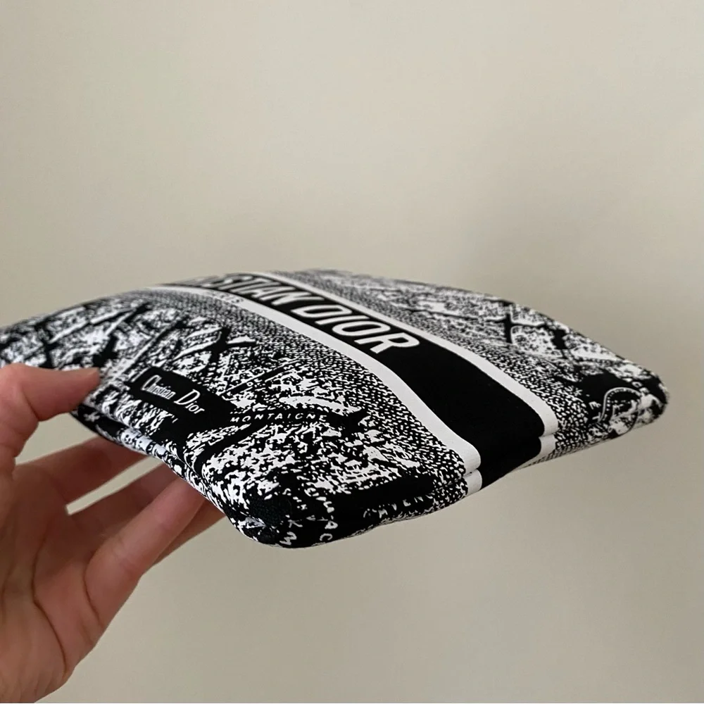 Brand New Christian Dior Black White Paris Map Print Cosmetic Bag Makeup Pouch